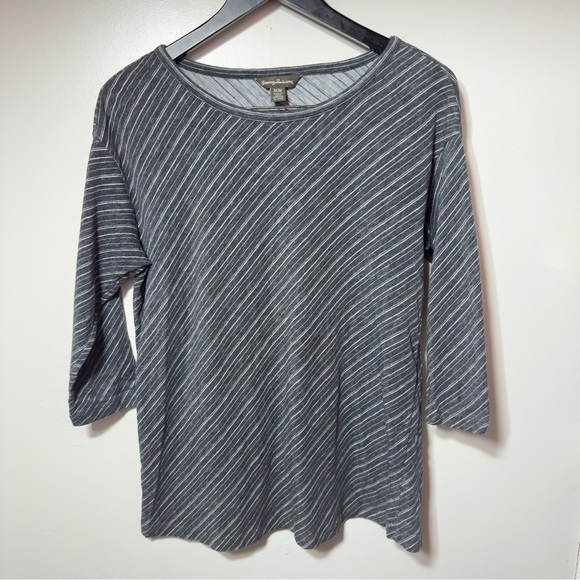 Tommy Bahama Diagonal Stripe 3/4 Sleeve Shirt Gray Women Size M - Picture 1 of 6